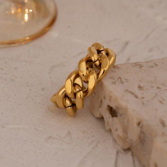 NEW 18K Gold Plated Link Chain Adjustable Ring b - Picture 4 of 6